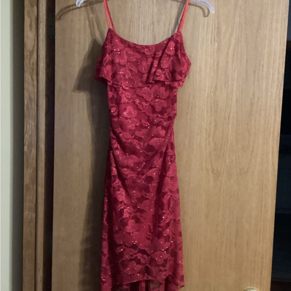 Elegant Red Floral Dress